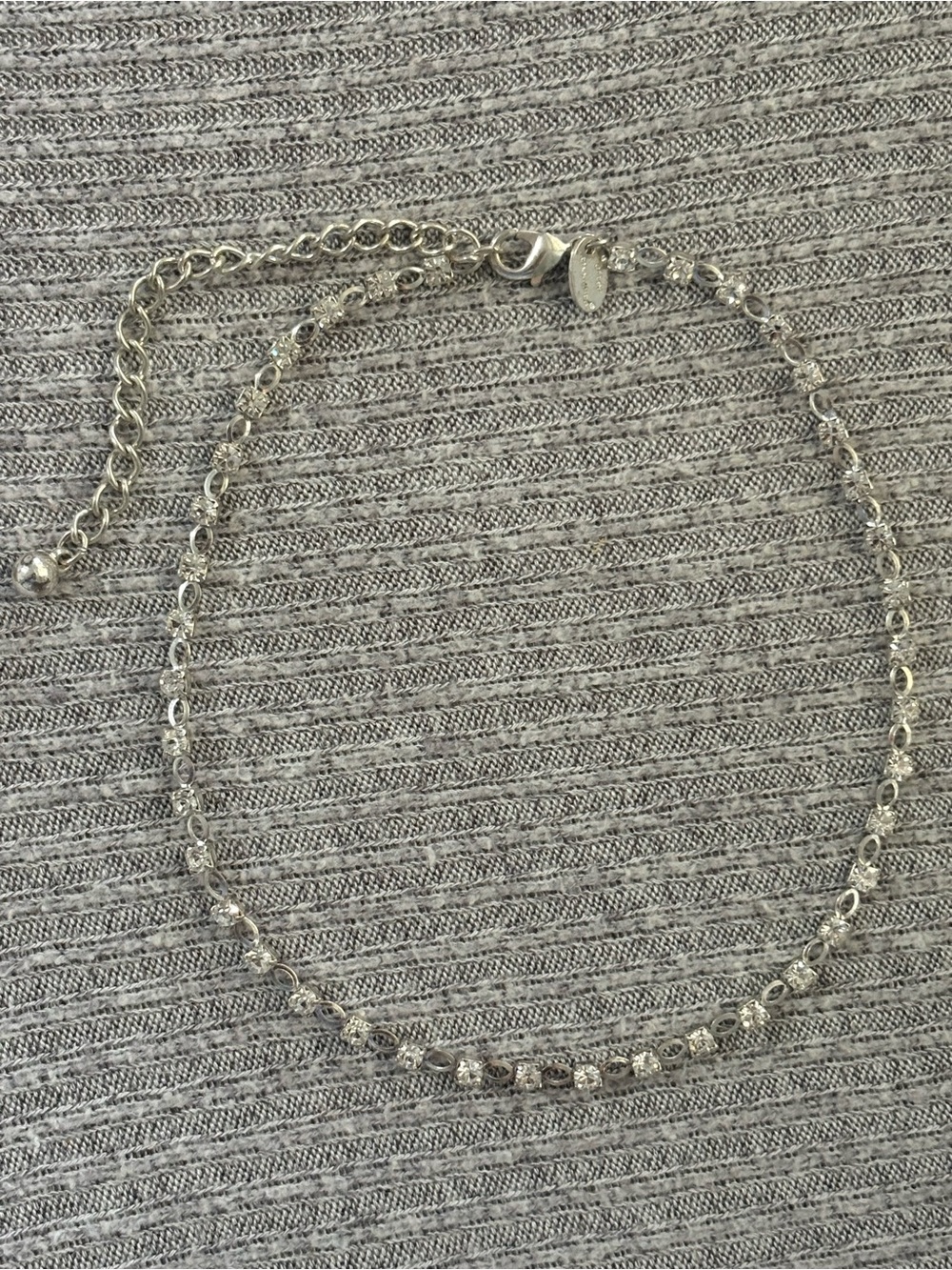 Vintage After Thoughts signed silver tone rhinestone embedded adjustable choker